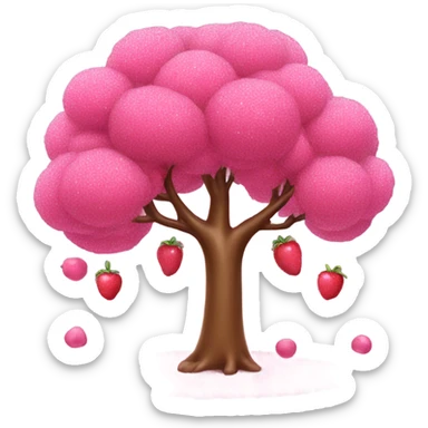 Pink tree with glitter and fruit sticker