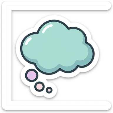 thought bubble, icon-color-outlined style, well detailed, detailed shadows and highlights, thin clean contours, soft rounded shapes, pastel palette #98B5BC, #B5B3C1, #C9A3C9, #E4C0CA, #F7DCD1, #F7C0AA, modern Japanese pop art and sticker aesthetics, soft lighting, transparent background sticker