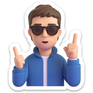 Noel Gallagher, two fingers up, 3D emoji style sticker