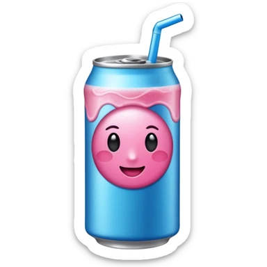 una lata de refresco rosa y azul sticker