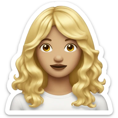White women with curtain bangs and long golden hair sticker