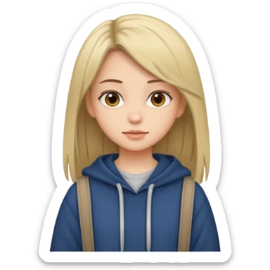 A pretty girl who has layered straight hair woth baggy clothing sticker