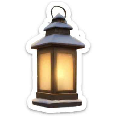 Evening snowfall in the light of a lantern sticker