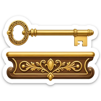 key in the horizontal position old and ornate sticker