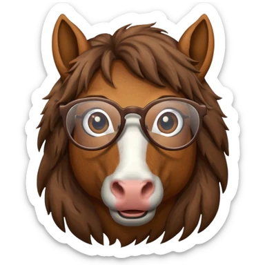 brown horse head with glasses sticker