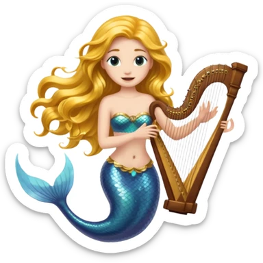 Singing Mermaid – Holding harp sticker