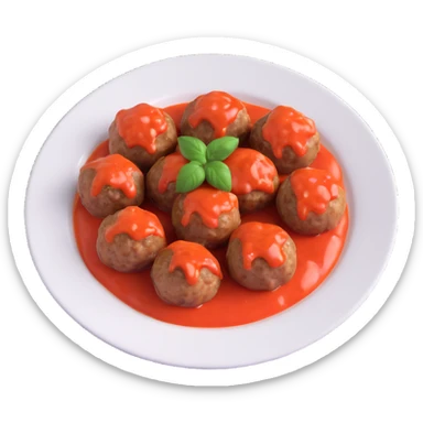 a plate of meatballs with tomato sauce, 3D emoji style sticker