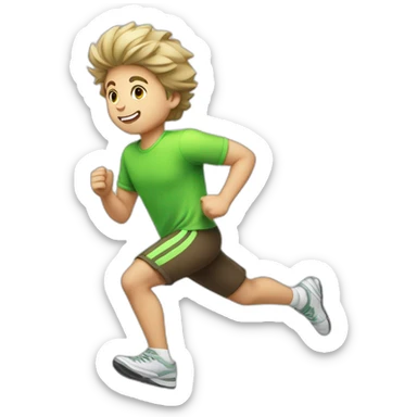 Green-highlighter white brown-haired boy running sticker