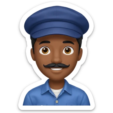 generate a pretty bratz boy wearing a dark blue cap and  button up shirt. Handsome

Mustache- black

hair black long sticker