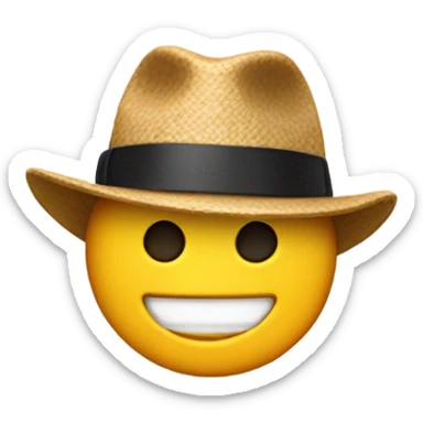 an emoji cracker (food) wearing a fedora sticker