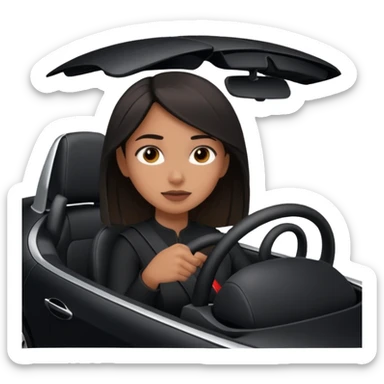 Black Tesla with girl driving sticker