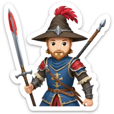 landsknecht swinging a large two handed sword sticker