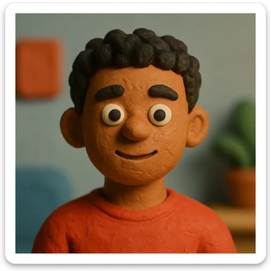 character emoji with tan skin and short black curly hair sticker