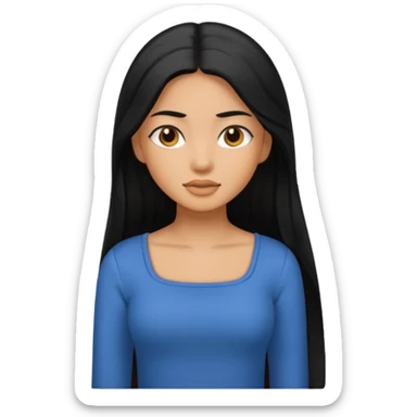 A caramel skin girl with long black hair and a square neckline shirt sticker