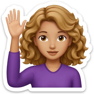 Girl with wavy hair and tan skin waving  sticker
