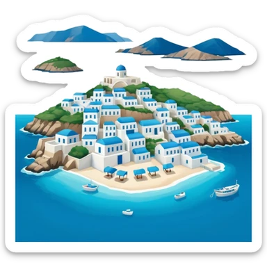 a greek island seen from the sea sticker