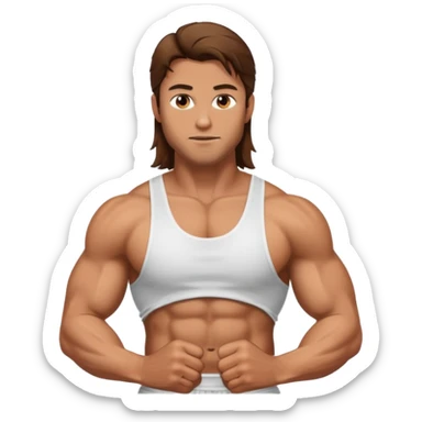 Long hair fat muscle men in tank top sticker