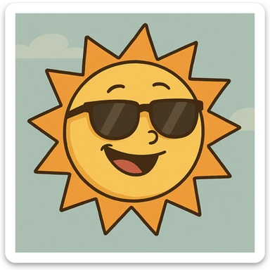a cheerful sun with sunglasses sticker
