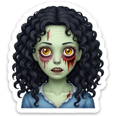 uma mulher zumbi de cabelo cacheado preto longo sticker