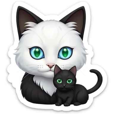 Black cat play with white cat sticker