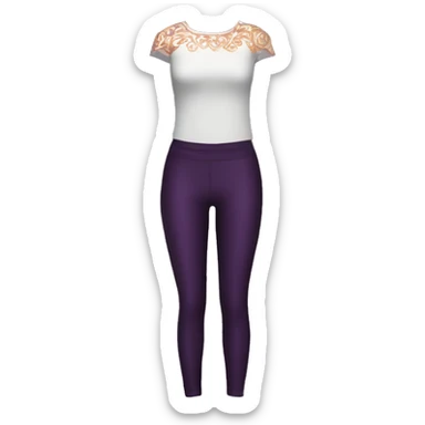 Realistic pair of dark purple legging pants with rose gold damask pattern on them. sticker