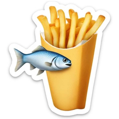 Fish eatingva french fry sticker