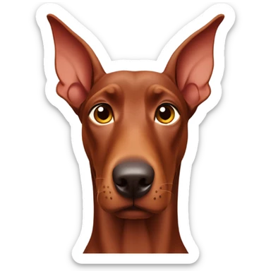 Red Doberman without cropped ears face facing front happy expression  sticker