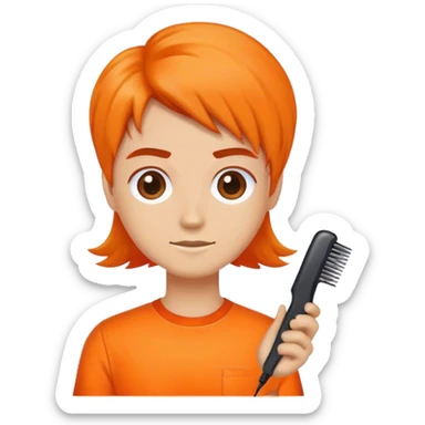 hairdresser wearing a orange shirt  sticker