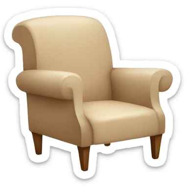 Simple Beige Armchair with blanket and open book on it sticker