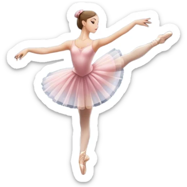 Icon for Ballet: silhouette of a ballerina in an elegant pose on a theater stage, surrounded by spotlight and stage lights. The icon should convey the grace and beauty of ballet, with focus on the dancer and the dramatic lighting. Transparent background. sticker