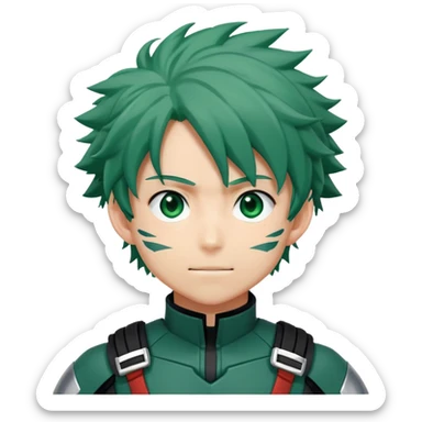Izuku Midoriya (Deku) from My Hero Academia with green hair and hero costume sticker