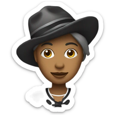 Personne ent tenue rayée noire et blanche avec un chapeau de même motif  sticker