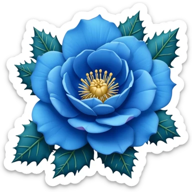 blue prickly rose sticker