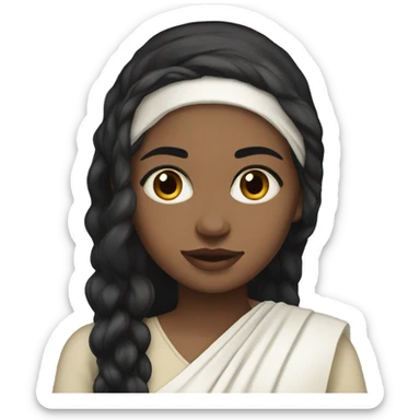 Light skin ;Black long hair wearing white saree sticker