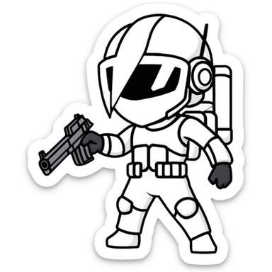 Anime PUBG character with gun and level 3 helmet sticker
