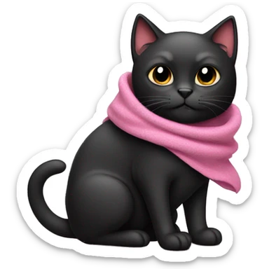 Black cat with pink blanket  sticker