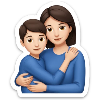 Matka brunetka se raduje se svým dvanáctiletým synem sticker