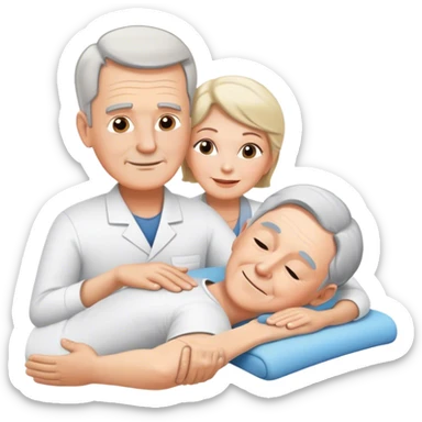 60-year-old white man giving massage o 60-year-old white woman sticker