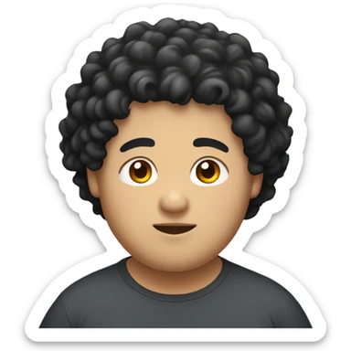 Asian, overweight, young man, black curly hair. sticker