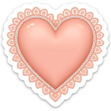 cute baby pink peach colored heart with lace trimming sticker