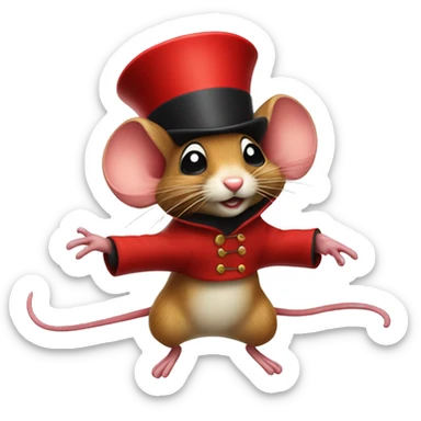 jumping mouse in red circus coat and red hat sticker
