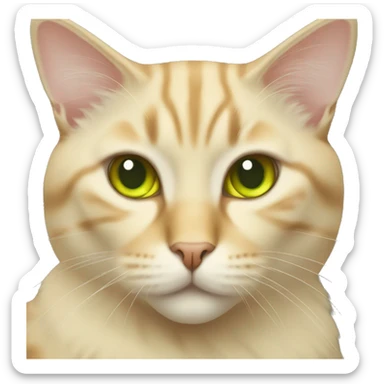 beige cat yellow green eyes sticker