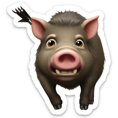 Wild boar with an arrow in it sticker