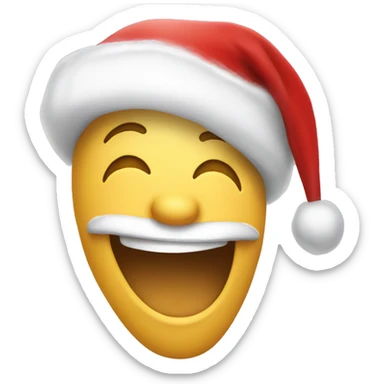 Laughing face with Santa hat sticker