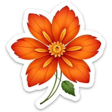 An autumn flower with orange-red petals curled by cool wind. sticker