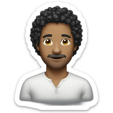 man-black-curly-hair-middle-parting sticker