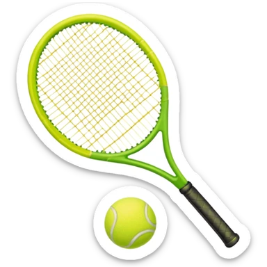 A green dark tennis racket 
(1) with a tennis ball(1) sticker