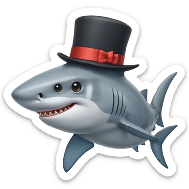 Shark with a top hat sticker