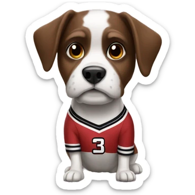 Dog wearing a gamecock jersey sticker