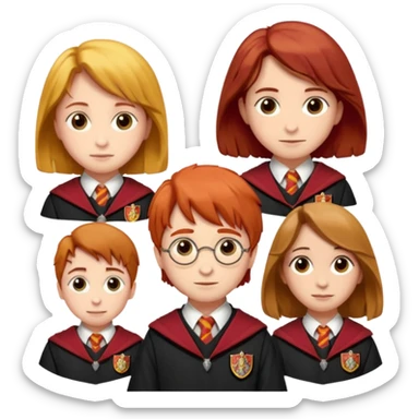 harry potter, ronald weasley and hermione granger in gryfinndor uniform sticker